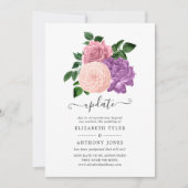 Invitation Peach Pink & Lavender Purple Mariage Mise à jour (Devant)