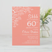 Invitation Peach Pink Pine Branch Surprise 60th Birthday (Debout devant)