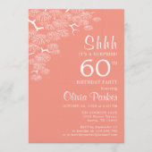 Invitation Peach Pink Pine Branch Surprise 60th Birthday (Devant)