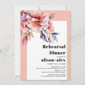 Invitation Peach-pink rhododendron wedding rehearsal dinner (Devant)