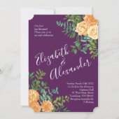 Invitation Peach Plum Purple Peony & Rose Floral Mariage (Devant)