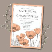 Invitation Peach Poppies Moderne Élégant Mariage Floral