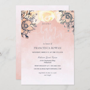 Invitation Peach Poppy + Baby shower Rose