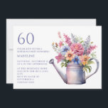 Invitation Peach Purple Floral Watering Can 60th Birthday<br><div class="desc">Peach, rose et violet fleurs d'aquarelle dans un vieux métal arrosant peut 60ème anniversaire invitation fête. Cette invitation peut être achetée imprimée ou comme une invitation numérique à partager avec sa famille et ses amis sur les médias sociaux ou par e-mail. Contactez-moi pour obtenir de l'aide sur vos personnalisations ou...</div>