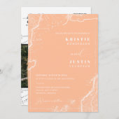 Invitation Peach Retro Travel QR Code Mariage photo (Devant / Derrière)