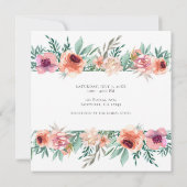 Invitation Peach rose Aquarelle Fleurs Fête des mariées moder (Dos)