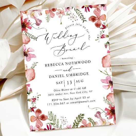 Invitation Peach Rose Aquarelle Mariage Floral Brunch