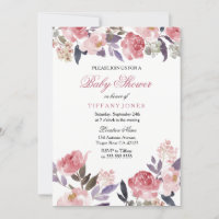Peach rose Baby shower d'aquarelle florale Invitat