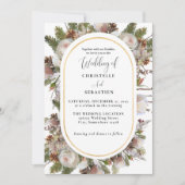 Invitation Peach rose Boho Aquarelle hiver Floral Mariage (Devant)