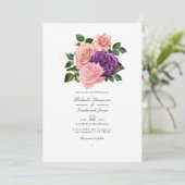 Invitation Peach rose et Lavender violet Mariage floral (Debout devant)