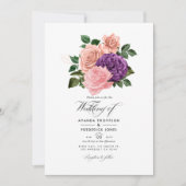 Invitation Peach rose et Lavender violet Mariage floral (Devant)