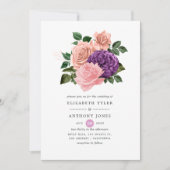 Invitation Peach rose et Lavender violet Mariage floral (Devant)