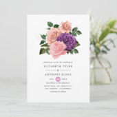 Invitation Peach rose et Lavender violet Mariage floral (Debout devant)
