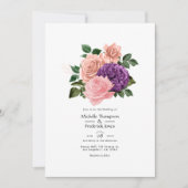 Invitation Peach rose et Lavender violet Mariage floral (Devant)
