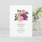 Invitation Peach rose et Lavender violet Mariage floral (Debout devant)