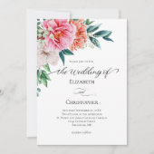 Invitation Peach rose Floral Eucalyptus Calligraphie Mariage (Devant)