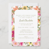 Invitation Peach rose jaune Aquarelle Bat mitzvah Floral (Devant)
