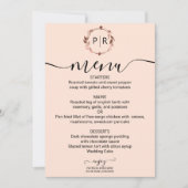 Invitation Peach Rose Monogramme Photo Mariage Menu Card (Devant)