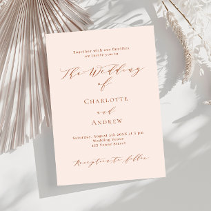 Invitation Peach rose or luxe mariage formel