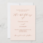 Invitation Peach rose or officiel QR code RSVP mariage (Devant)