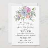 Invitation Peach rose pâle violet Floral Mariage chrétien (Devant)