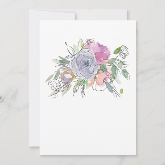 Invitation Peach rose pâle violet Floral Mariage chrétien (Dos)