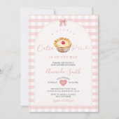 Invitation Peach Rose Un Petit Pie En vichy Baby shower (Devant)