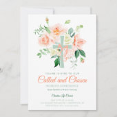 Invitation Peach Rose Watercolor Conférence de l'Eglise des f (Devant)