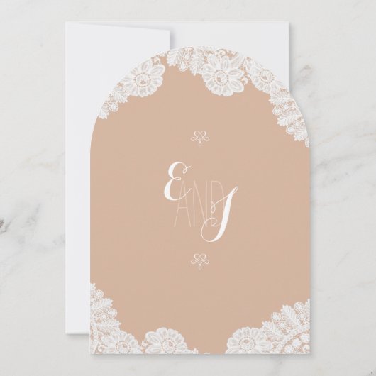 Invitation Peach Russe Pays Heirloom Lace Mariage (Dos)