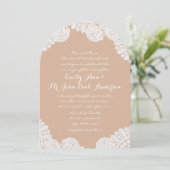 Invitation Peach Russe Pays Heirloom Lace Mariage (Debout devant)