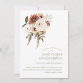 Invitation Peach Rustic Terracotta Verdure Mariage Floral (Devant)