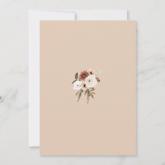 Invitation Peach Rustic Terracotta Verdure Mariage Floral (Dos)