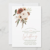Invitation Peach Rustic Terracotta Verdure Mariage Floral (Devant)