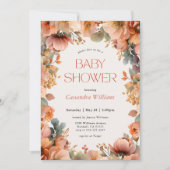 Invitation Peach Sage Floral Baby Shower (Devant)