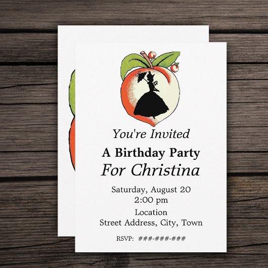Invitation Peach Silhouette Southern Bell Anniversaire