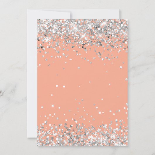 Invitation Peach Silver 14th Birthday Party (Dos)