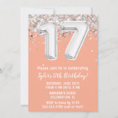 Invitation Peach Silver 17th Birthday Party (Devant)