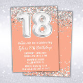 Invitation Peach Silver 18th Birthday Party