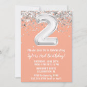 Invitation Peach Silver 2e fête d'anniversaire (Devant)
