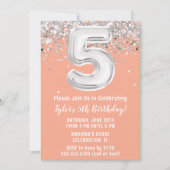 Invitation Peach Silver 5e fête d'anniversaire (Devant)