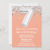 Invitation Peach Silver 7e fête d'anniversaire (Devant)