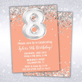 Invitation Peach Silver 8e fête d'anniversaire