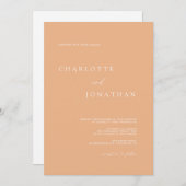 Invitation Peach Simple Chic Moderne QR Code Mariage (Devant / Derrière)