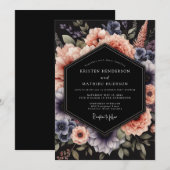 Invitation Peach Slate Nocturne Wedding (Devant / Derrière)