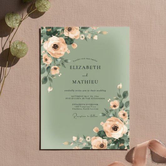 Invitation Peach Soft Bloom Wedding