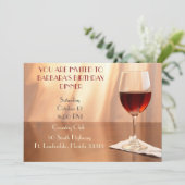 Invitation Peach Sophisticted Vin rouge anniversaire Invitati (Debout devant)