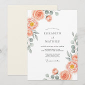 Invitation Peach Stately Spring Wedding (Devant / Derrière)