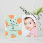 Invitation Peach Sweet to Be One 1st Birthday Photo (Debout devant)