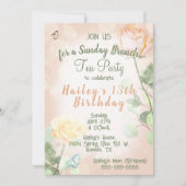 Invitation Peach vintage 13e anniversaire Tea Party Brunch (Devant)