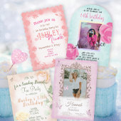 Invitation Peach vintage 13e anniversaire Tea Party Brunch